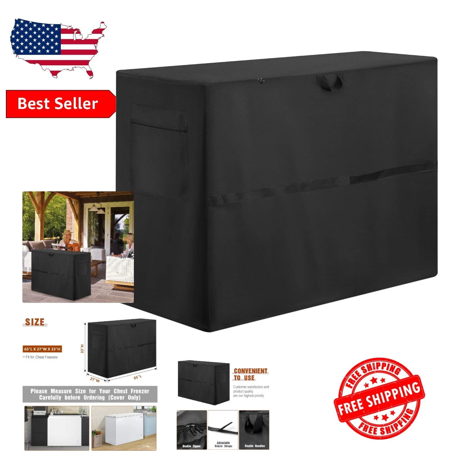 Stylish Waterproof Chest Freezer Cover - Fits Outd